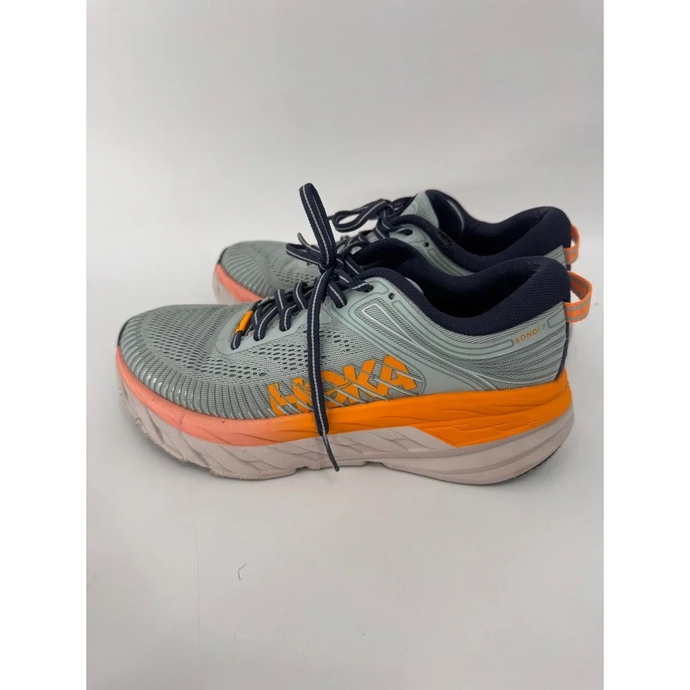 Hoka One One Bondi 7 Running Shoes Women 7 Blue Orange Max Cushion Road Runner